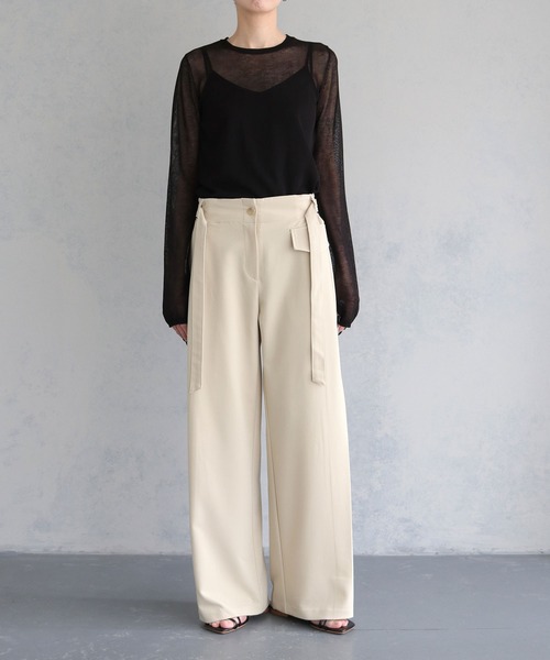 cheriella（シェリエラ）の「【cheriella】サイドベルトワイドパンツ（スラックス・レディース・ブラック/ライトベージュ・FREE）」の14枚目の写真