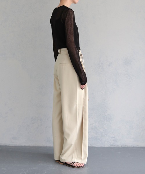cheriella（シェリエラ）の「【cheriella】サイドベルトワイドパンツ（スラックス・レディース・ブラック/ライトベージュ・FREE）」の15枚目の写真