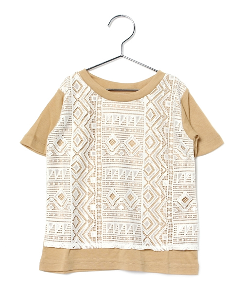 CIAOPANIC TYPY（チャオパニックティピー）の「KID ネィティブ柄レースTシャツ（Tシャツ/カットソー・キッズ・ブラック/キャメル・105/95/135/125/115）」の5枚目の写真