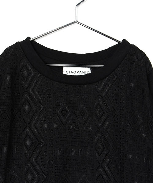 CIAOPANIC TYPY（チャオパニックティピー）の「KID ネィティブ柄レースTシャツ（Tシャツ/カットソー・キッズ・ブラック/キャメル・105/95/135/125/115）」の9枚目の写真