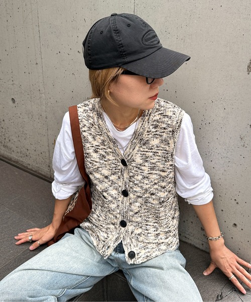 ハンドウォッシャブル】ミックスネップVニットベスト（ベスト