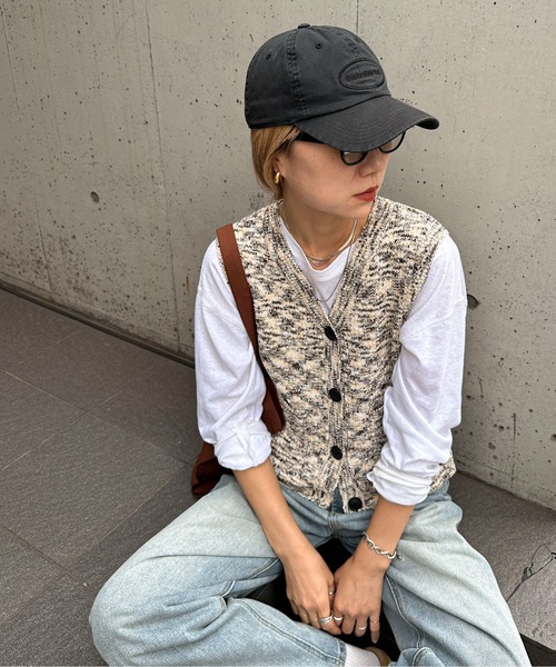 ハンドウォッシャブル】ミックスネップVニットベスト（ベスト