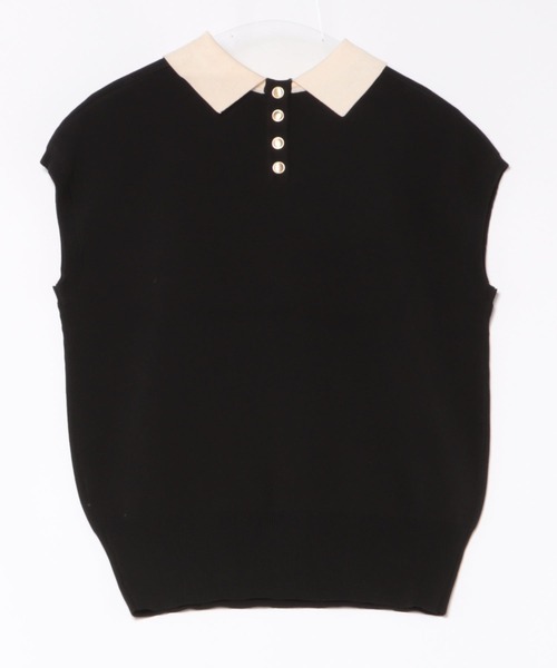 saloon（サルーン）の「SALOON(サルーン)/《再入荷》襟付きGLDボタンフレンチスリーブニット【手洗い可】（ニット/セーター・レディース・ブラック/ネイビー/ライトブルー/その他/オレンジ・FREE）」の17枚目の写真