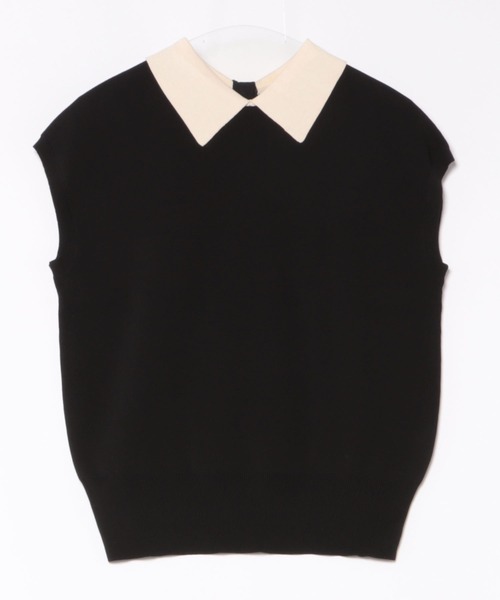 saloon（サルーン）の「SALOON(サルーン)/《再入荷》襟付きGLDボタンフレンチスリーブニット【手洗い可】（ニット/セーター・レディース・ブラック/ネイビー/ライトブルー/その他/オレンジ・FREE）」の16枚目の写真