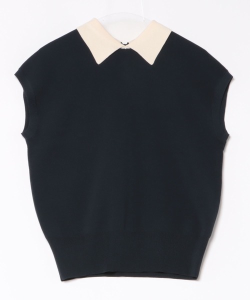 saloon（サルーン）の「SALOON(サルーン)/《再入荷》襟付きGLDボタンフレンチスリーブニット【手洗い可】（ニット/セーター・レディース・ブラック/ネイビー/ライトブルー/その他/オレンジ・FREE）」の22枚目の写真