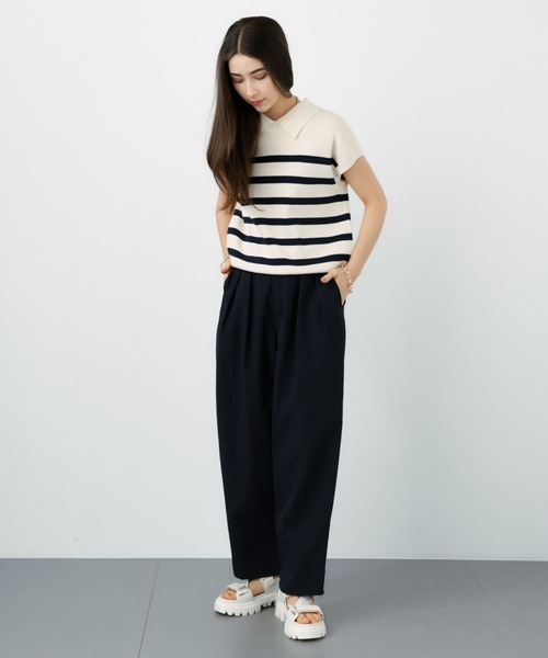 saloon（サルーン）の「SALOON(サルーン)/《再入荷》襟付きGLDボタンフレンチスリーブニット【手洗い可】（ニット/セーター・レディース・ブラック/ネイビー/ライトブルー/その他/オレンジ・FREE）」の19枚目の写真