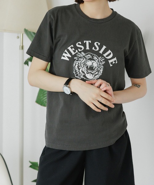 MIXTA（ミクスタ）の「MIXTA/ミクスタ  TABBY CAT SS CREWNECK T-SHIRTS Tシャツ（Tシャツ/カットソー・レディース・ブラウン/スミクロ/キャメル/ナチュラル/ブラック・M/S）」の2枚目の写真