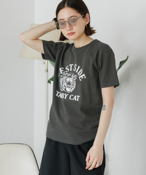 MIXTA（ミクスタ）の「MIXTA/ミクスタ  TABBY CAT SS CREWNECK T-SHIRTS Tシャツ（Tシャツ/カットソー・レディース・ブラウン/スミクロ/キャメル/ナチュラル/ブラック・M/S）」の13枚目の写真