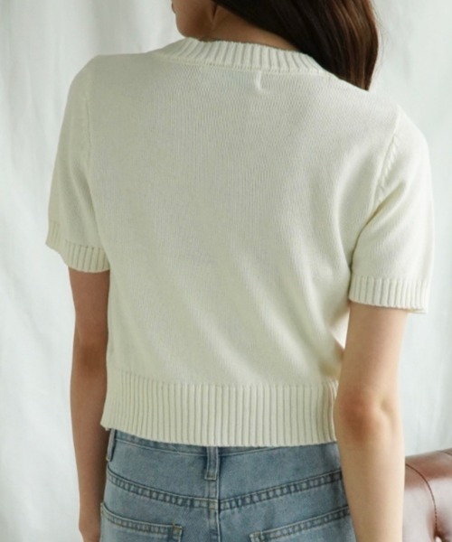 Jasmine Grandiflorum(ジャスミングランディフローラム)の「【Jasmine】ハーフスリーブリボンニットプルオーバー (SS)(ニット/セーター・レディース・グレー/ブルー/ベージュ/ピンク/レッド/ネイビー・FREE)」の15枚目の写真