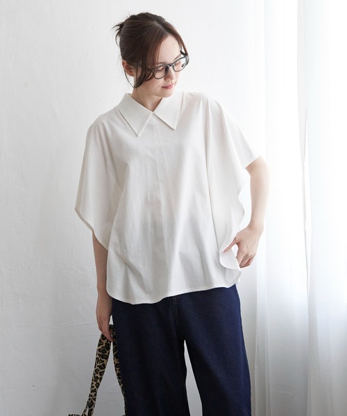 LBC（エルビーシー）の「シルケット襟付きプルオーバー（Tシャツ/カットソー・レディース・ブラック/ホワイト/ミント/ネイビー・M）」の2枚目の写真