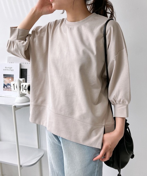 AS KNOW AS plus（アズノゥアズプラス）の「◎マシュマロタッチ　パフスリーブ5分袖プルオーバー（Tシャツ/カットソー・レディース・アイボリー/グレイッシュベージュ/ブラック/ブルー/ミント・FREE）」の16枚目の写真