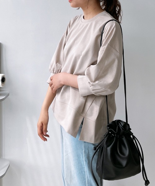 AS KNOW AS plus（アズノゥアズプラス）の「◎マシュマロタッチ　パフスリーブ5分袖プルオーバー（Tシャツ/カットソー・レディース・アイボリー/グレイッシュベージュ/ブラック/ブルー/ミント・FREE）」の17枚目の写真