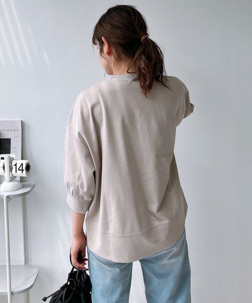 AS KNOW AS plus（アズノゥアズプラス）の「◎マシュマロタッチ　パフスリーブ5分袖プルオーバー（Tシャツ/カットソー・レディース・アイボリー/グレイッシュベージュ/ブラック/ブルー/ミント・FREE）」の18枚目の写真