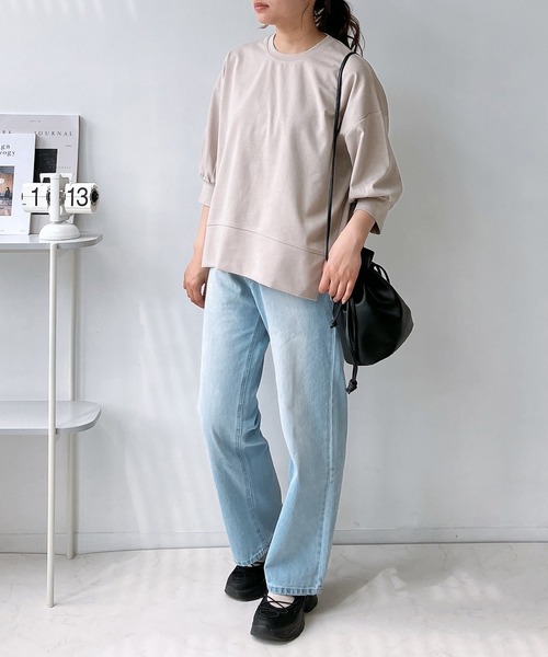 AS KNOW AS plus（アズノゥアズプラス）の「◎マシュマロタッチ　パフスリーブ5分袖プルオーバー（Tシャツ/カットソー・レディース・アイボリー/グレイッシュベージュ/ブラック/ブルー/ミント・FREE）」の19枚目の写真