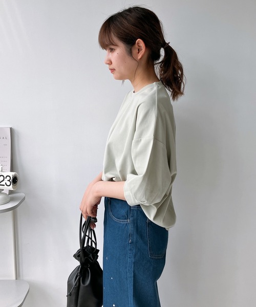 AS KNOW AS plus（アズノゥアズプラス）の「◎マシュマロタッチ　パフスリーブ5分袖プルオーバー（Tシャツ/カットソー・レディース・アイボリー/グレイッシュベージュ/ブラック/ブルー/ミント・FREE）」の13枚目の写真