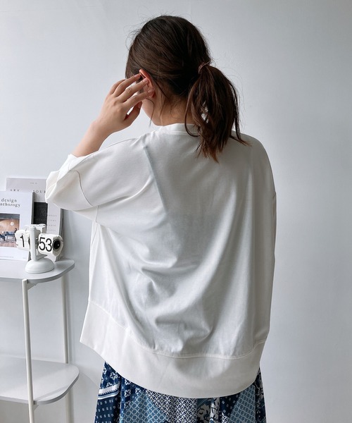 AS KNOW AS plus（アズノゥアズプラス）の「◎マシュマロタッチ　パフスリーブ5分袖プルオーバー（Tシャツ/カットソー・レディース・アイボリー/グレイッシュベージュ/ブラック/ブルー/ミント・FREE）」の8枚目の写真