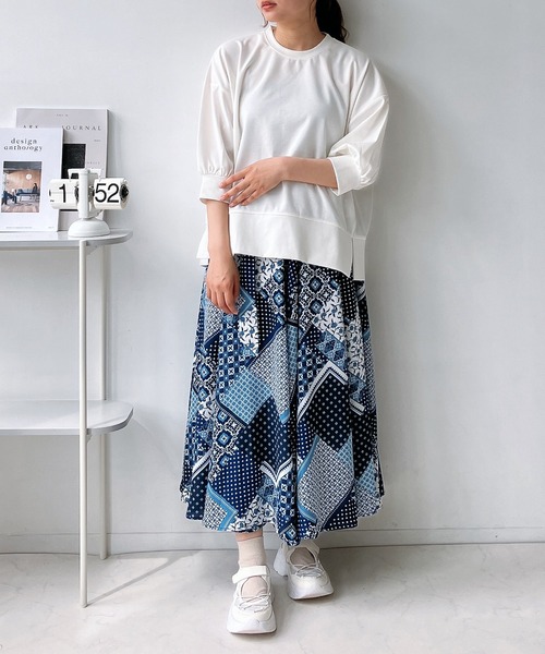 AS KNOW AS plus（アズノゥアズプラス）の「◎マシュマロタッチ　パフスリーブ5分袖プルオーバー（Tシャツ/カットソー・レディース・アイボリー/グレイッシュベージュ/ブラック/ブルー/ミント・FREE）」の10枚目の写真