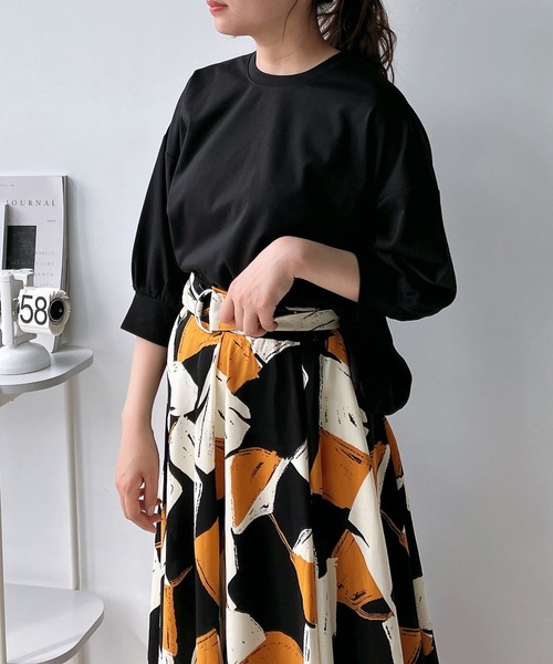 AS KNOW AS plus（アズノゥアズプラス）の「◎マシュマロタッチ　パフスリーブ5分袖プルオーバー（Tシャツ/カットソー・レディース・アイボリー/グレイッシュベージュ/ブラック/ブルー/ミント・FREE）」の21枚目の写真