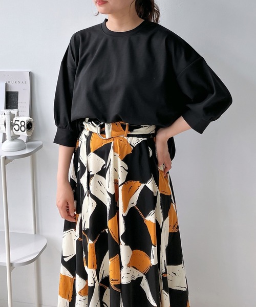 AS KNOW AS plus（アズノゥアズプラス）の「◎マシュマロタッチ　パフスリーブ5分袖プルオーバー（Tシャツ/カットソー・レディース・アイボリー/グレイッシュベージュ/ブラック/ブルー/ミント・FREE）」の22枚目の写真