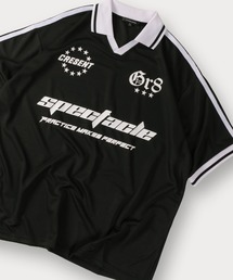 サッカーデザイン半袖Tシャツ ゲームシャツ オーバーサイズ