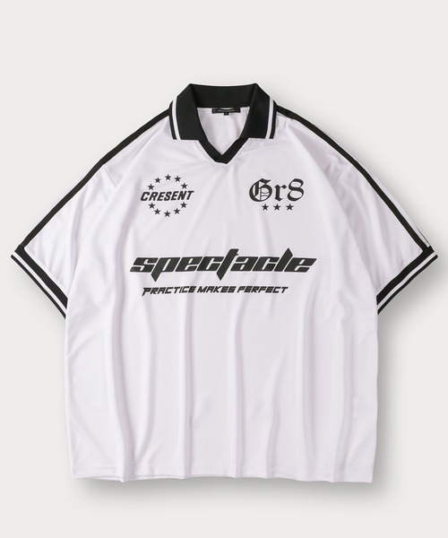 SlashDate（スラッシュデイト）の「サッカーデザイン半袖Tシャツ ゲームシャツ オーバーサイズ（Tシャツ/カットソー・メンズ・ブラック/ホワイト/ネイビー・M/L）」の5枚目の写真