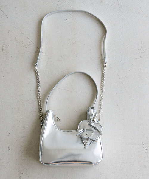 OLIVE des OLIVE（オリーブデオリーブ）の「リボンハートポーチ付きホーボーバッグ（ショルダーバッグ・レディース・サックスブルー/ダークブラウン/シルバー・FREE）」の5枚目の写真