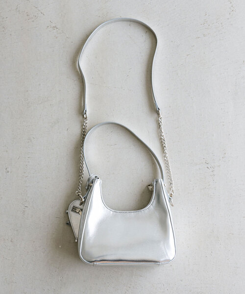 OLIVE des OLIVE（オリーブデオリーブ）の「リボンハートポーチ付きホーボーバッグ（ショルダーバッグ・レディース・サックスブルー/ダークブラウン/シルバー・FREE）」の9枚目の写真