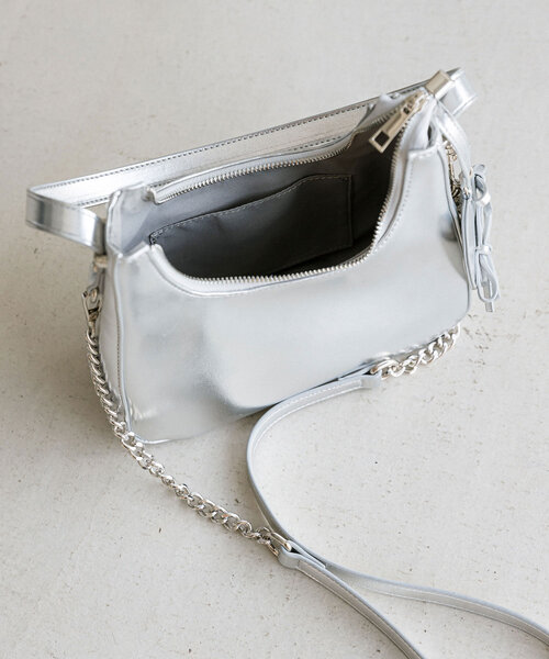 OLIVE des OLIVE（オリーブデオリーブ）の「リボンハートポーチ付きホーボーバッグ（ショルダーバッグ・レディース・サックスブルー/ダークブラウン/シルバー・FREE）」の10枚目の写真