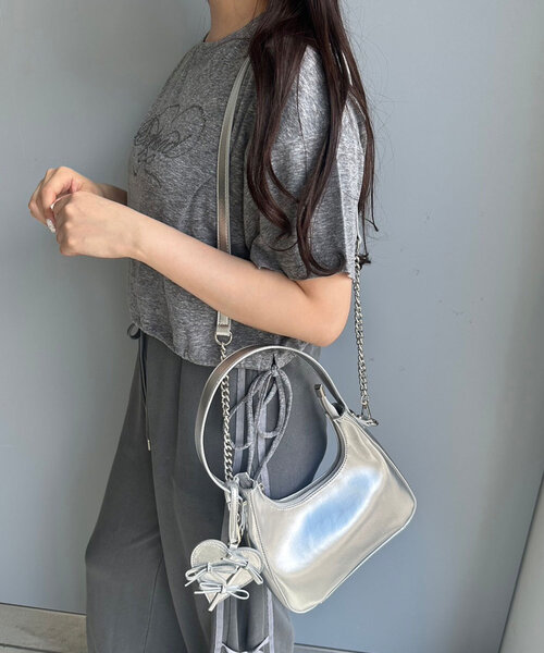 OLIVE des OLIVE（オリーブデオリーブ）の「リボンハートポーチ付きホーボーバッグ（ショルダーバッグ・レディース・サックスブルー/ダークブラウン/シルバー・FREE）」の14枚目の写真