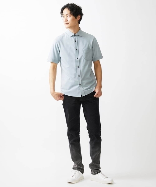 MK MICHEL KLEIN HOMME （エムケーミッシェルクランオム）の「【残りわずか】ストレッチ半袖シャツ（シャツ/ブラウス・メンズ・ミント/ダークインディゴブルー/ベージュ・46/48/51）」の4枚目の写真
