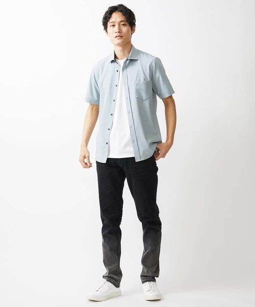 MK MICHEL KLEIN HOMME （エムケーミッシェルクランオム）の「【残りわずか】ストレッチ半袖シャツ（シャツ/ブラウス・メンズ・ミント/ダークインディゴブルー/ベージュ・46/48/51）」の9枚目の写真