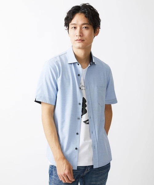 MK MICHEL KLEIN HOMME （エムケーミッシェルクランオム）の「【残りわずか】ストレッチ半袖シャツ（シャツ/ブラウス・メンズ・ミント/ダークインディゴブルー/ベージュ・46/48/51）」の12枚目の写真