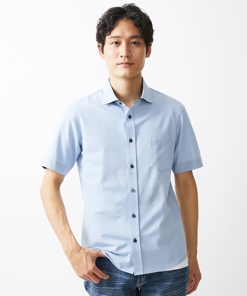 MK MICHEL KLEIN HOMME （エムケーミッシェルクランオム）の「【残りわずか】ストレッチ半袖シャツ（シャツ/ブラウス・メンズ・ミント/ダークインディゴブルー/ベージュ・46/48/51）」の5枚目の写真