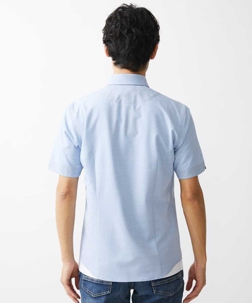MK MICHEL KLEIN HOMME （エムケーミッシェルクランオム）の「【残りわずか】ストレッチ半袖シャツ（シャツ/ブラウス・メンズ・ミント/ダークインディゴブルー/ベージュ・46/48/51）」の8枚目の写真