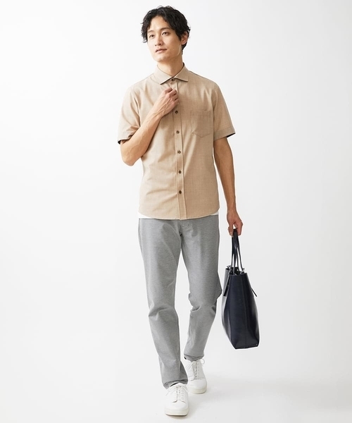 MK MICHEL KLEIN HOMME （エムケーミッシェルクランオム）の「【残りわずか】ストレッチ半袖シャツ（シャツ/ブラウス・メンズ・ミント/ダークインディゴブルー/ベージュ・46/48/51）」の19枚目の写真