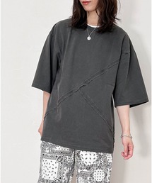 16/天竺 カットオフ切り替えTシャツ