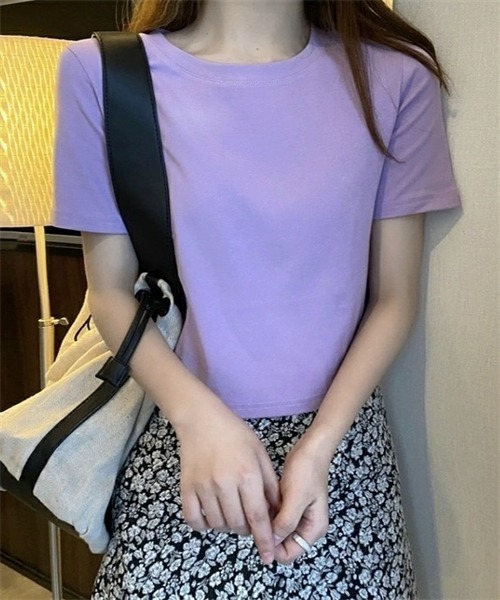 FREE STYLISTS（フリー スタイリスト）の「ショート丈半袖Tシャツ（Tシャツ/カットソー・レディース・パープル/ブラック/ブルー/オレンジ/ホワイト/グリーン/ライトピンク/ピンク系その他・L/M）」の17枚目の写真