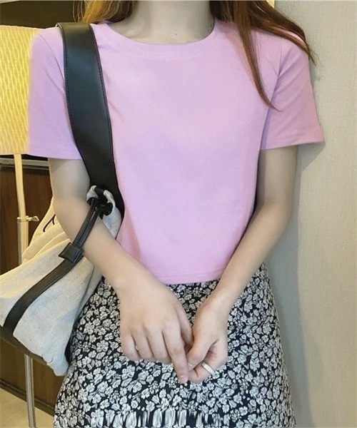 FREE STYLISTS（フリー スタイリスト）の「ショート丈半袖Tシャツ（Tシャツ/カットソー・レディース・パープル/ブラック/ブルー/オレンジ/ホワイト/グリーン/ライトピンク/ピンク系その他・L/M）」の20枚目の写真