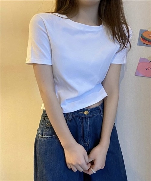 FREE STYLISTS（フリー スタイリスト）の「ショート丈半袖Tシャツ（Tシャツ/カットソー・レディース・パープル/ブラック/ブルー/オレンジ/ホワイト/グリーン/ライトピンク/ピンク系その他・L/M）」の13枚目の写真