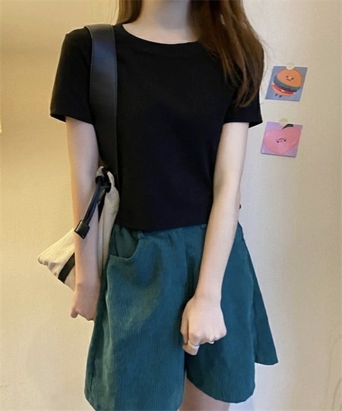 FREE STYLISTS（フリー スタイリスト）の「ショート丈半袖Tシャツ（Tシャツ/カットソー・レディース・パープル/ブラック/ブルー/オレンジ/ホワイト/グリーン/ライトピンク/ピンク系その他・L/M）」の14枚目の写真