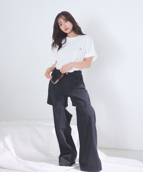 ANDGEEBEE(アンジービー)の「UNISEX フェネックワッペンT(Tシャツ/カットソー・レディース・ホワイト/ブラック・FREE)」の4枚目の写真