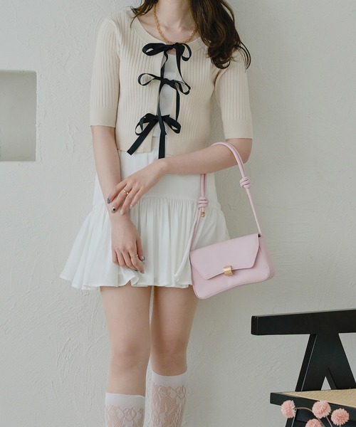Ambre Neige(アンブルネージュ)の「2way short ribbon knit / 2wayショートリボンニット(Tシャツ/カットソー・レディース・アイボリー/ホワイト系その他・FREE)」の6枚目の写真
