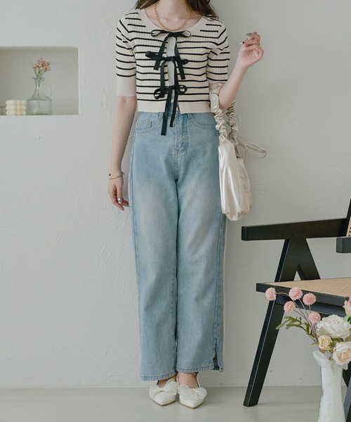 Ambre Neige(アンブルネージュ)の「2way short ribbon knit / 2wayショートリボンニット(Tシャツ/カットソー・レディース・アイボリー/ホワイト系その他・FREE)」の8枚目の写真