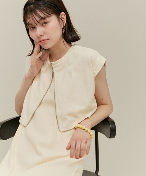 ROPE' PICNIC(ロペピクニック)の「ジップ付きトップス×テレコキャミワンピース(ワンピース・レディース・ブラック/キナリ・38)」の18枚目の写真