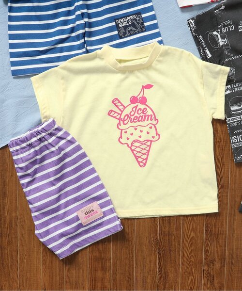 BREEZE（ブリーズ）の「【接触冷感・吸水速乾】バラエティーユニパジャマ（ルームウェア/パジャマ・キッズ・オフホワイト/クリーム/エメラルド/チャコール・90/100/110/120/80/130/140/150）」の3枚目の写真