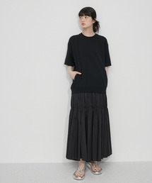 ADAM ET ROPE' | 【洗える】ミニ裏毛Tシャツドッキングワンピース(ワンピース)