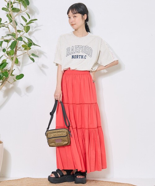 FREAK'S STORE(フリークスストア)の「レースドッキング ロゴTシャツ(Tシャツ/カットソー・レディース・チャコール/ナチュラル/ネイビー・フリ-)」の7枚目の写真