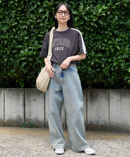 FREAK'S STORE(フリークスストア)の「レースドッキング ロゴTシャツ(Tシャツ/カットソー・レディース・チャコール/ナチュラル/ネイビー・フリ-)」の13枚目の写真