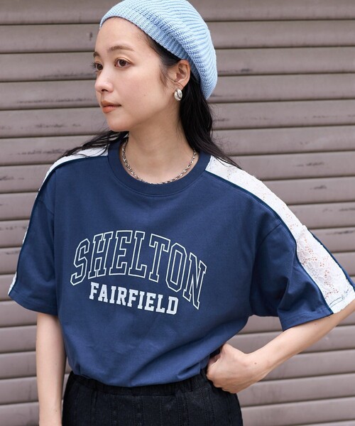 FREAK'S STORE(フリークスストア)の「レースドッキング ロゴTシャツ(Tシャツ/カットソー・レディース・チャコール/ナチュラル/ネイビー・フリ-)」の19枚目の写真