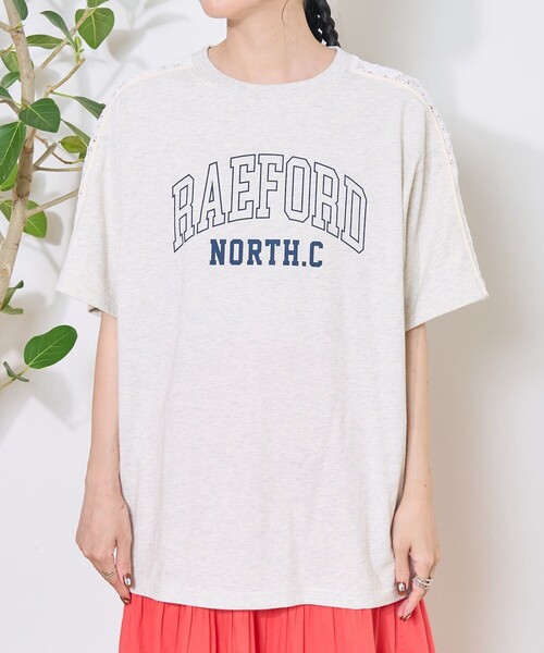 FREAK'S STORE(フリークスストア)の「レースドッキング ロゴTシャツ(Tシャツ/カットソー・レディース・チャコール/ナチュラル/ネイビー・フリ-)」の21枚目の写真